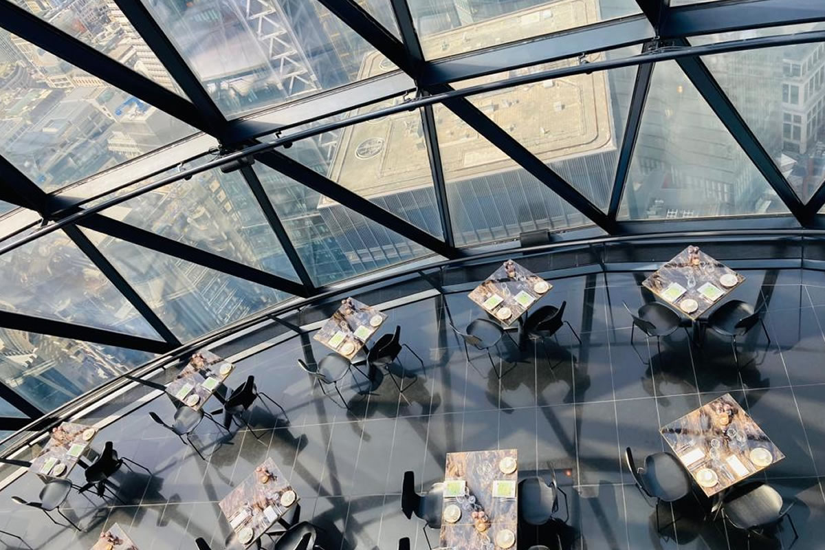 Three Course Meal with Sides and a Cocktail Each for Two at Searcys at The Gherkin